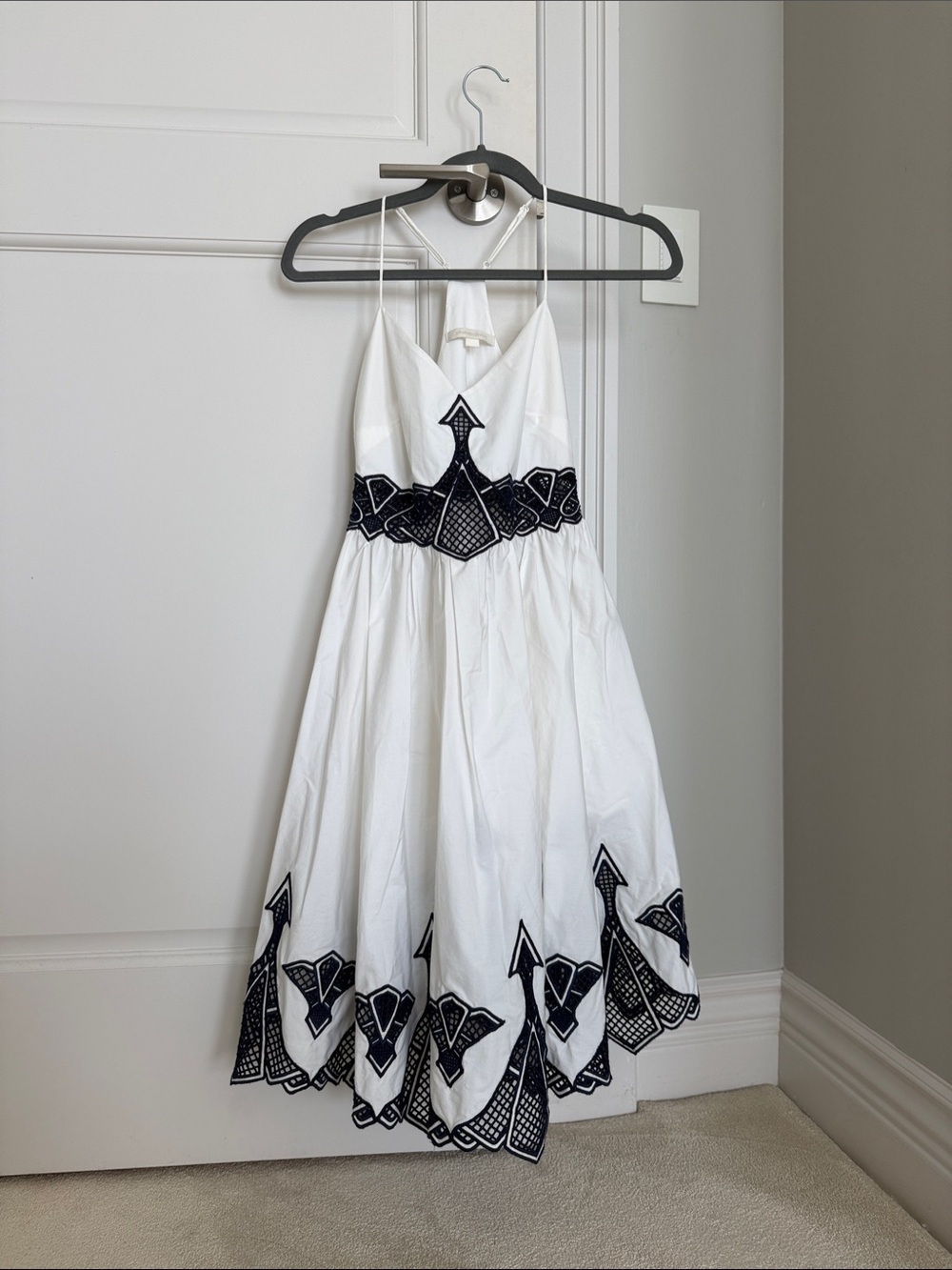 Jonathan Simkhai White Dress with Black Embroidered Trim